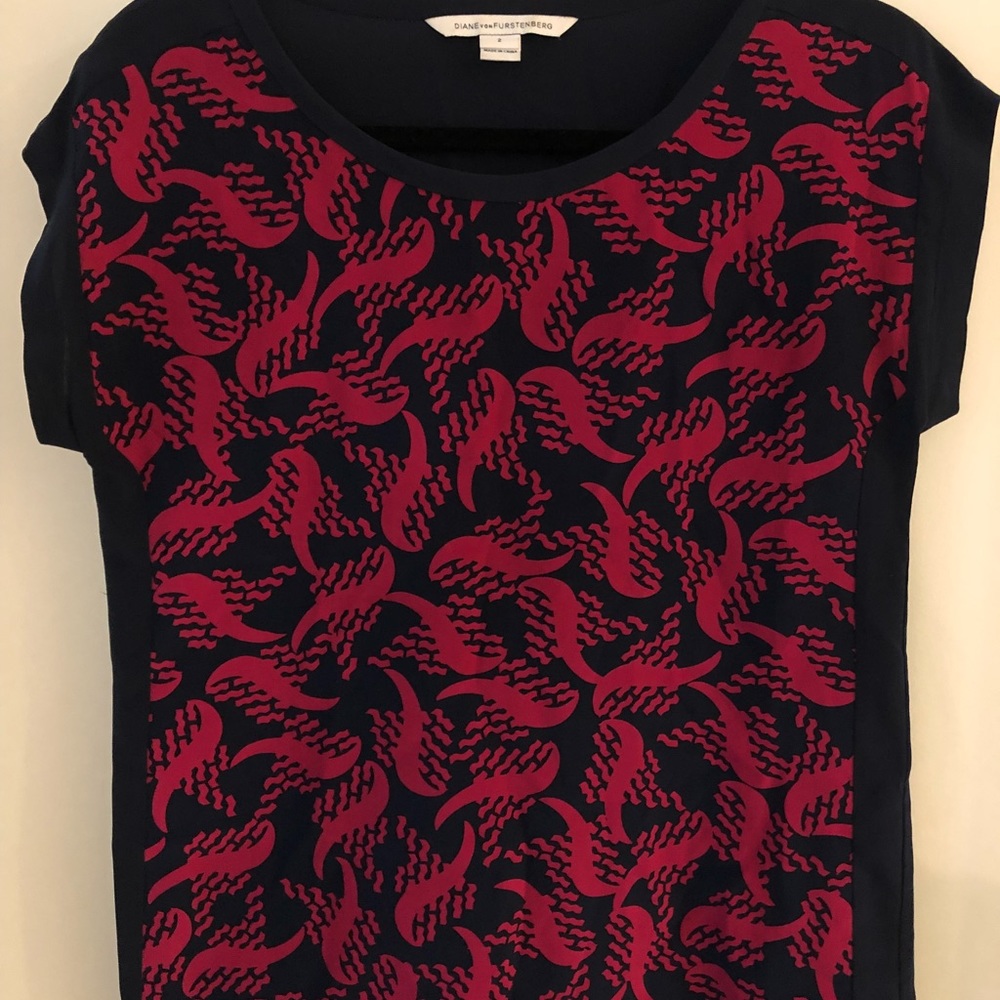 100% silk DVF top. Like New.
